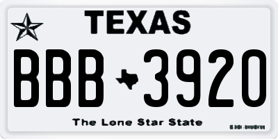 TX license plate BBB3920