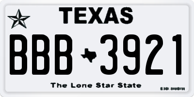 TX license plate BBB3921