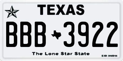 TX license plate BBB3922