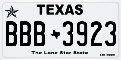 TX license plate BBB3923