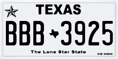 TX license plate BBB3925