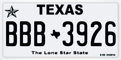 TX license plate BBB3926