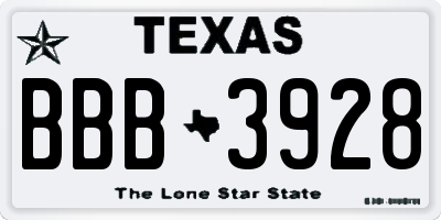 TX license plate BBB3928