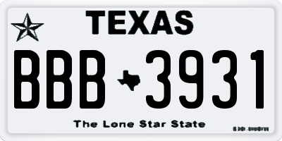 TX license plate BBB3931