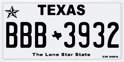 TX license plate BBB3932
