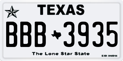 TX license plate BBB3935