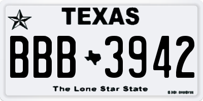 TX license plate BBB3942