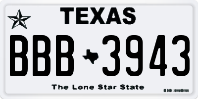 TX license plate BBB3943