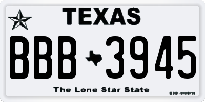 TX license plate BBB3945