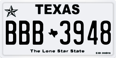 TX license plate BBB3948