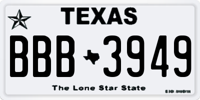 TX license plate BBB3949