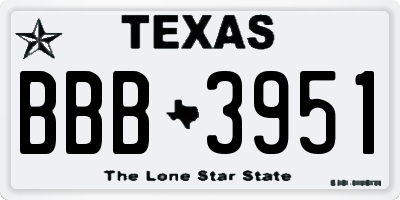 TX license plate BBB3951