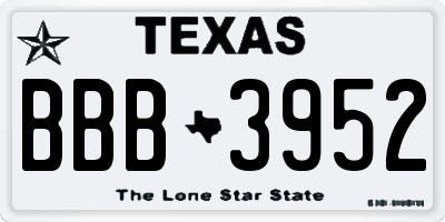 TX license plate BBB3952