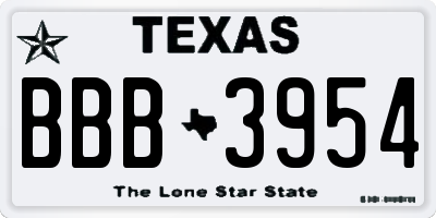 TX license plate BBB3954