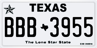 TX license plate BBB3955