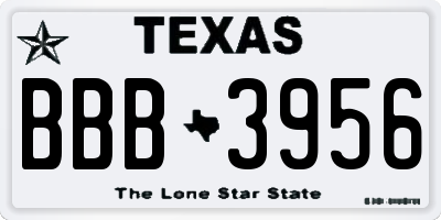 TX license plate BBB3956