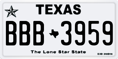 TX license plate BBB3959