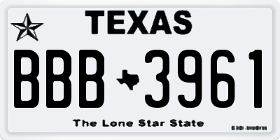 TX license plate BBB3961