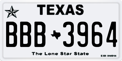 TX license plate BBB3964