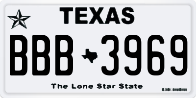 TX license plate BBB3969