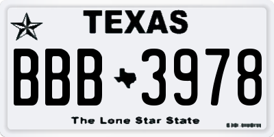 TX license plate BBB3978