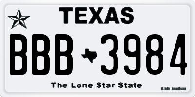 TX license plate BBB3984