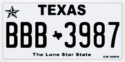 TX license plate BBB3987