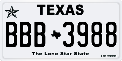 TX license plate BBB3988