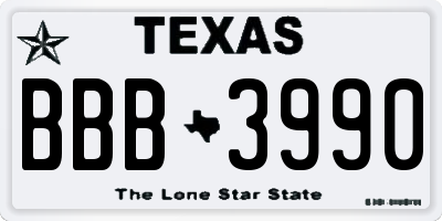 TX license plate BBB3990