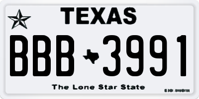 TX license plate BBB3991