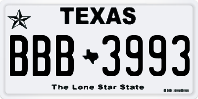 TX license plate BBB3993
