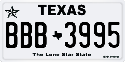 TX license plate BBB3995