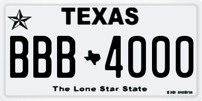 TX license plate BBB4000