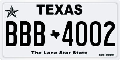 TX license plate BBB4002