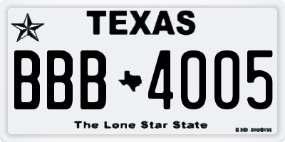 TX license plate BBB4005