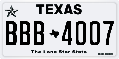 TX license plate BBB4007