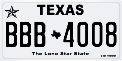 TX license plate BBB4008