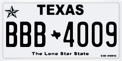 TX license plate BBB4009