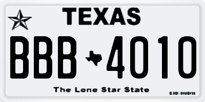 TX license plate BBB4010