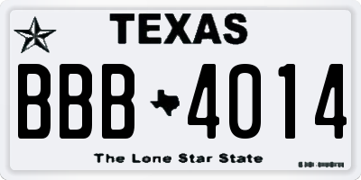 TX license plate BBB4014