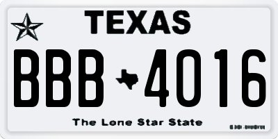 TX license plate BBB4016