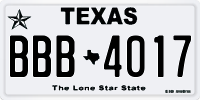 TX license plate BBB4017