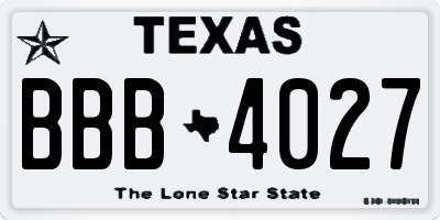 TX license plate BBB4027