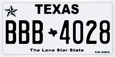 TX license plate BBB4028
