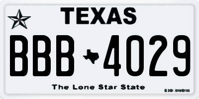 TX license plate BBB4029