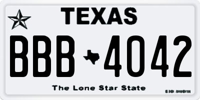 TX license plate BBB4042