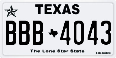 TX license plate BBB4043