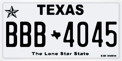 TX license plate BBB4045