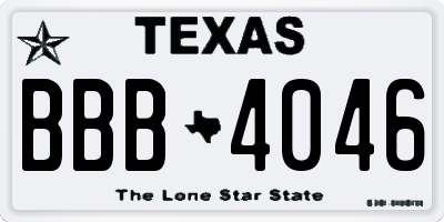 TX license plate BBB4046