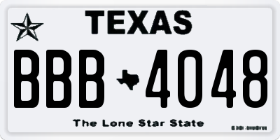 TX license plate BBB4048